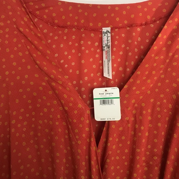 Free People Orange Makin’ Waves Bodysuit Size Large NWT - Picture 4 of 7